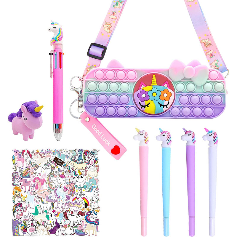 Unicorn Pencil Case Unicorn Stationary Set kanggo Bocah-bocah wadon